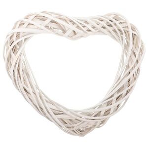 5010 Rattan Heart Wreath White Grapevine Garland Wreath Wicker Natural Twig